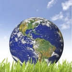 Planet Earth on beautiful green grass